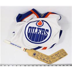 VINTAGE OILERS MINI-STICK AND YOUTH OILERS JERSEY