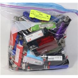 BAG OF ASSORTED LIGHTERS, SOME MAY BE EMPTY, FULL