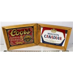 2 MOLSON CANADIAN AND COORS LIGHT MIRRORS
