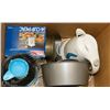 Image 1 : BOX OF ASSORTED KITCHENWARE, KETTLE, COFFEE PERK