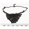 Image 1 : ART DECO BLACK BEAD BIB METAL MESH NECKLACE