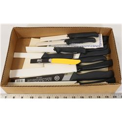 NEW SET OF QUIKUT STAINLESS STEEL KNIVES, COMES