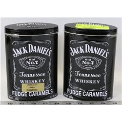 2 SEALED JACK DANIELS FUDGE CARAMELS IN TINS
