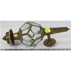 VINTAGE BRASS AND GLASS COACH LANTERN