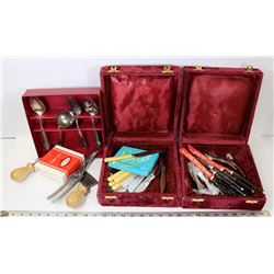 FLAT OF VELVET LINED ASSORTED SILVER AND SILVER