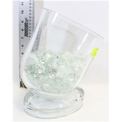 VERY HEAVY THICK GLASS VASE WITH ROCKS