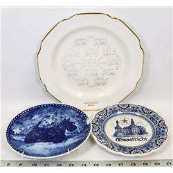 LOT OF 3 COLLECTOR PLATES -DUTCH PLATE, 22K PLATED