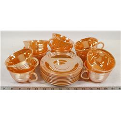 VINTAGE FIRE KING PEACH LUSTRE CUPS SAUCERS