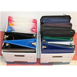 2 BOXES OF BINDERS, INCL ZIPPER 3" AND MORE
