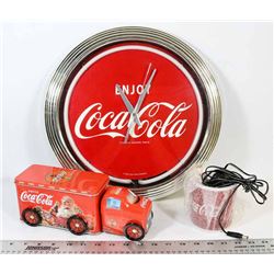 ENJOY COCA COLA NEON LIGHTED CLOCK WITH