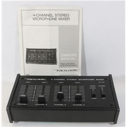 REALISTIC 4 CHANNEL MICROPHONE MIXER.