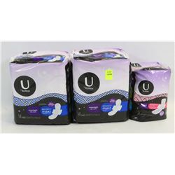 3 ASSORTED PACKS OF U BY KOTEX PADS