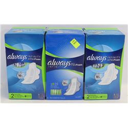 3 PACKS OF ALWAYS INFINITY PADS