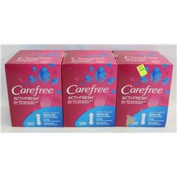 3 PACKS OF CAREFREE PADS