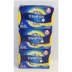 3 PACKS OF TAMPAX POCKET PEARL REGULAR TAMPONS