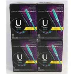 4 BOXES OF U BY KOTEX SLEEK TAMPONS