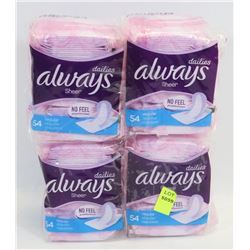 4 PACKS OF ALWAYS SHEER PADS
