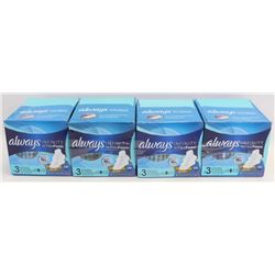 4 BOXES OF ALWAYS INFINITY FLEX FOAM PADS