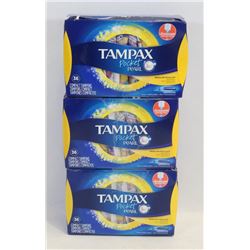 3 PACKS OF TAMPAX POCKET PEARL REGULAR TAMPONS