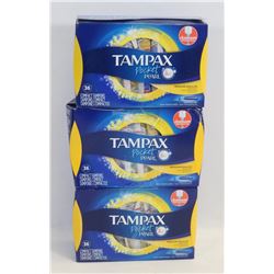 3 PACKS OF TAMPAX POCKET PEARL REGULAR TAMPONS