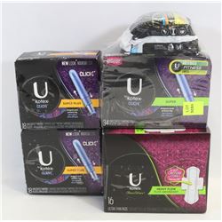 4 ASSORTED BOXES OF TAMPONS AND PADS