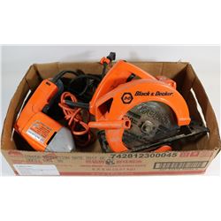 BLACK & DECKER SKILL SAW, DRILL, & AIR HAND