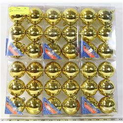36 GOLD CHRISTMAS BALLS