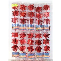 LOT OF 10 CONTAINERS OF RED SNOWFLAKE ORNAMENTS