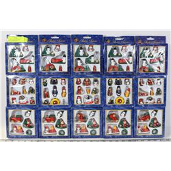 LOT OF 15 PACKAGES SMALL WOOD MINI ORNAMENT SETS