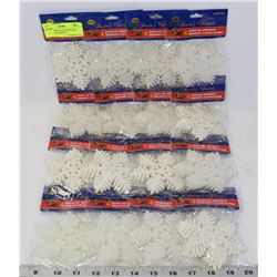 LOT OF 20 MEDIUM SNOWFLAKE GLITTER ORNAMENTS