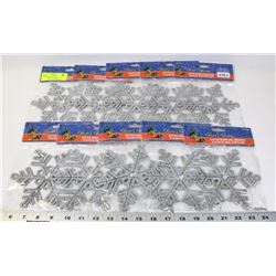 16 PACKAGES OF SILVER SNOWFLAKE ORNAMENTS