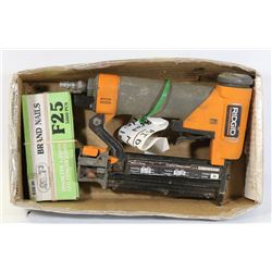 RIDGID BRAD AIR NAILER AND NAILS.