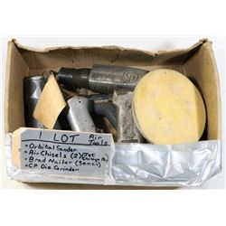 LOT OF AIR CHISELS, ORBITAL SANDER, BRAD NAILER,