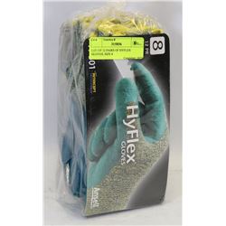 LOT OF 12 PAIRS OF HYFLEX GLOVES, SIZE 8