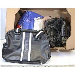 BOX OF ASSORTED PURSES, BAGS INCL GUESS, BENCH