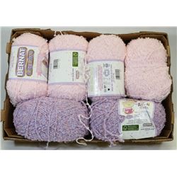 XL BOX OF PINK & PURPLE BERNAT BABY YARN