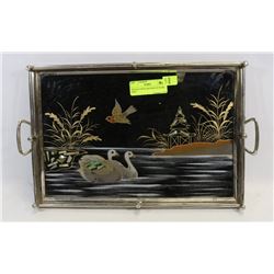 VINTAGE SWAN MOTHER OF PEARL TRAY