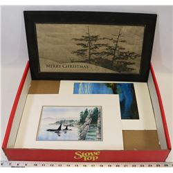 LOT OF 3 ASSORTED PICTURES INCL WOOD MERRY