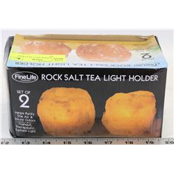 BOX OF 2 ROCK SALT TEA LIGHT HOLDERS