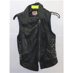 WOMENS SZ M LEATHER STUDDED VEST
