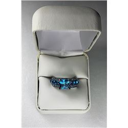 14)  AQUAMARINE CZ SET IN BLACK RHODIUM