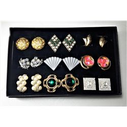 5)  LOT OF 9 VINTAGE CLIP ON EARRINGS