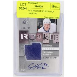 UPPERDECK ROOKIE CHRISTIAN HANSON  044/799