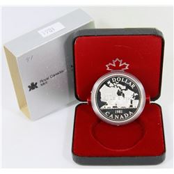 1981 CANADIAN PROOF SILVER DOLLAR IN RCM DISPLAY