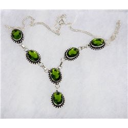 #88-GREEN PERIDOT GEMSTONE  NECKLACE