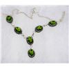 Image 1 : #88-GREEN PERIDOT GEMSTONE  NECKLACE