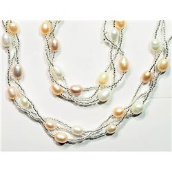 2) FRESHWATER PEARL NECKLACE & BRACELET SET
