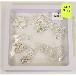 15) 10 STERLING SILVER PENDANTS WITH CHAIN