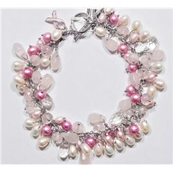 17) STERLING SILVER FRESH WATER PEARL BRACELET