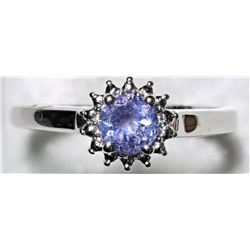 21) STERLING SILVER TANZANITE RING